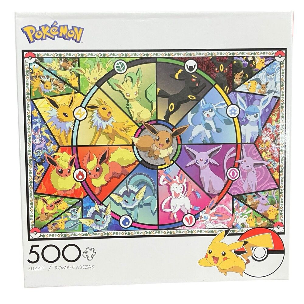 Pokemon Eevee Evolutions 500 Piece Buffalo Games Jigsaw Puzzle Pikachu Jolteon